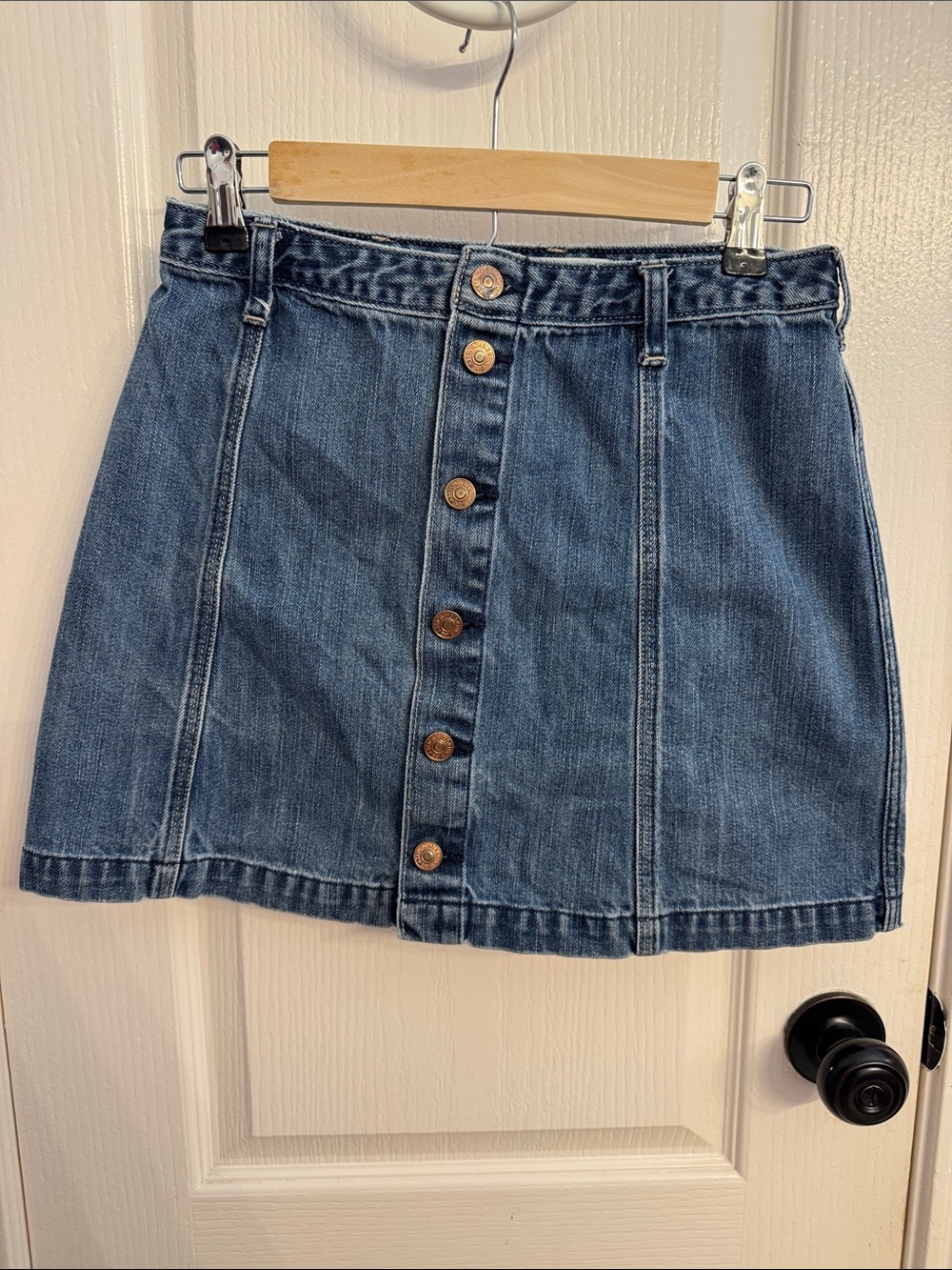 Abercrombie & Fitch Button-Front Denim Mini Skirt - Blue